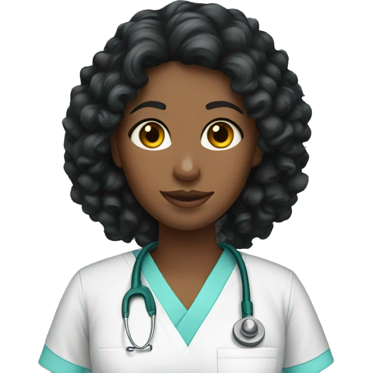 Black Curly hair woman in scrubs  emoji