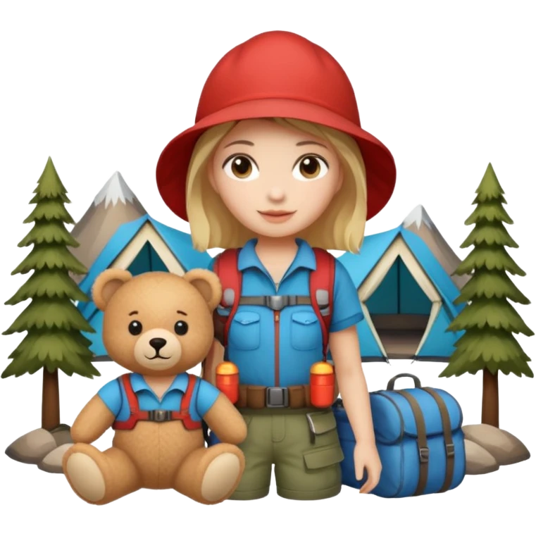 Girl Teddy bear camping emoji
