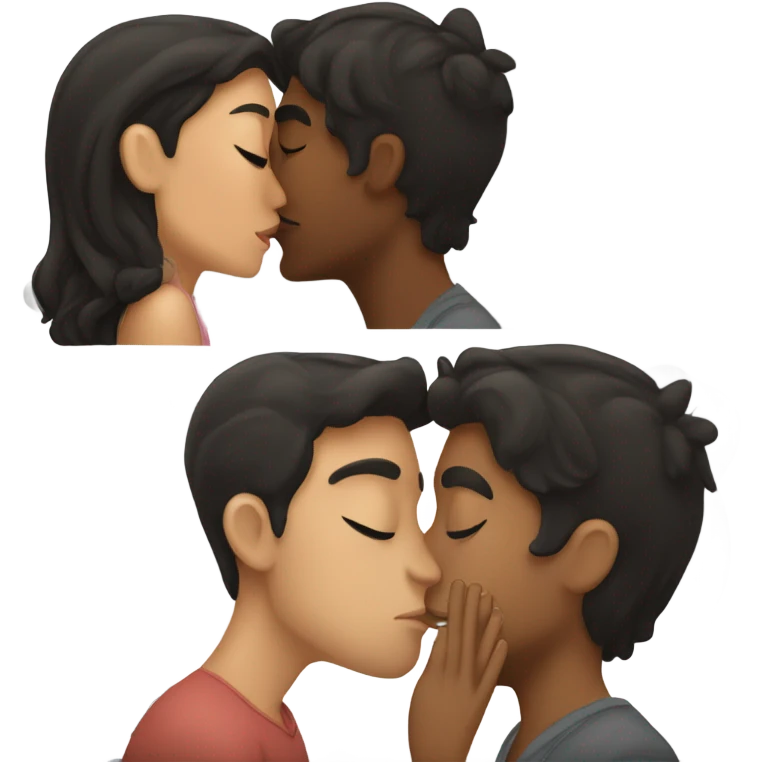dark hair girl kiss her boyfriend  emoji