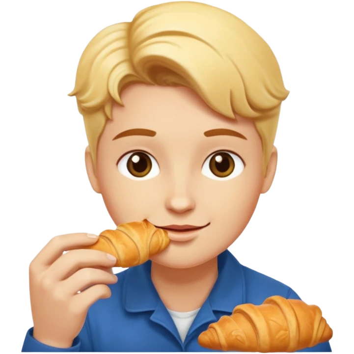Белокожий бариста ест круассан emoji