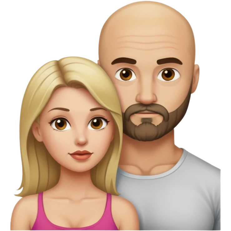 Beautiful dirty blonde seducing her muscular bald beard husband emoji