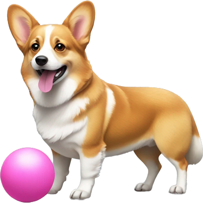 corgi dog with pink ball emoji
