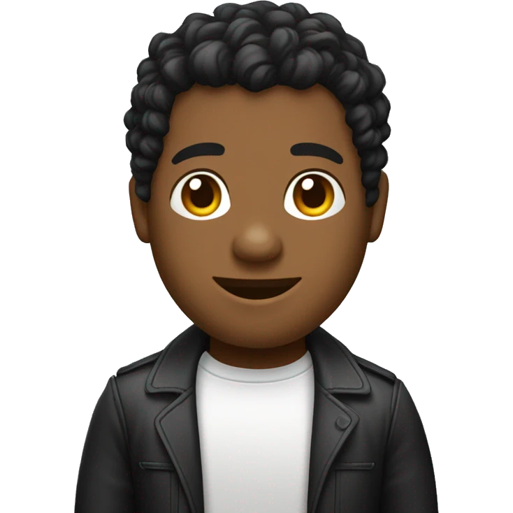 emoji de avatar da cor parda com corte americano de cabelo cacheado preto, com computador emoji