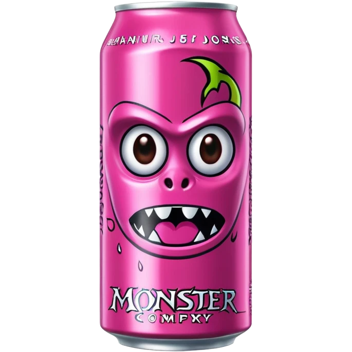 Pink monster energy drink with the logo of original monster company energy drink do not add the face in it just normal monster can  emoji