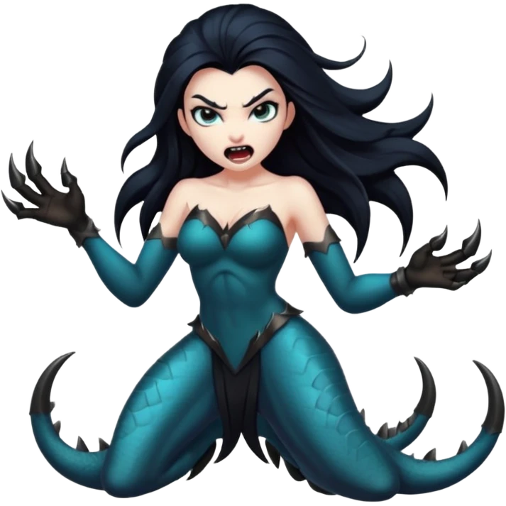 dark angry siren monster, full body emoji