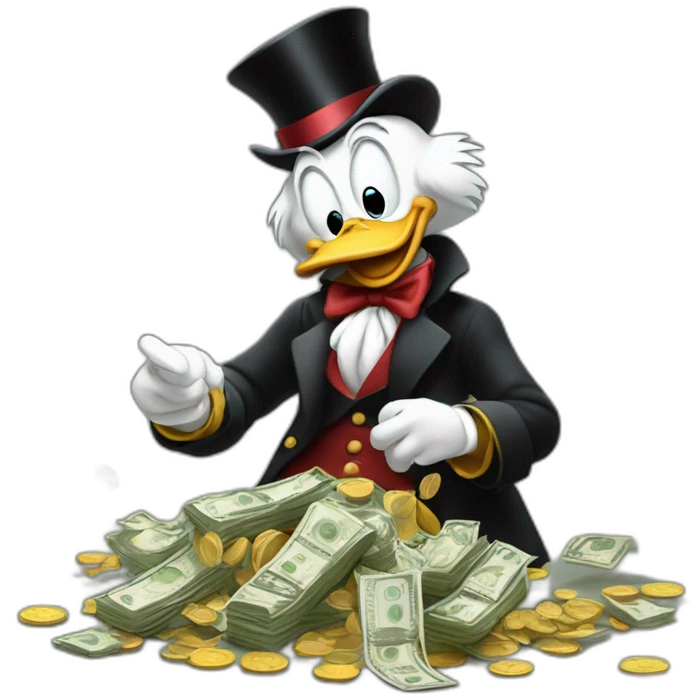 Scrooge McDuck counting money emoji