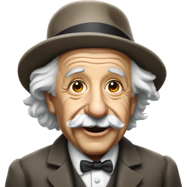 Albert Einstein wearing a fedora. emoji