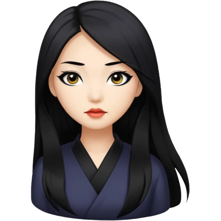 asian, long hair, baddie,pretty, black eyeliner, long hair  emoji