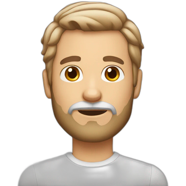 man with white-brown hairs with mini beard emoji