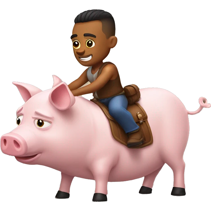 strong man with buzzed hair riding pig emoji