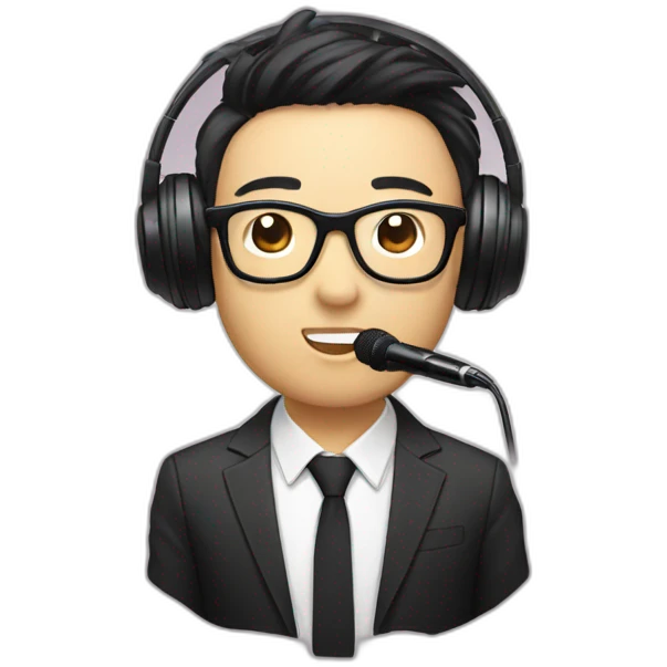 Vocalist with glasses and microphone korean emoji