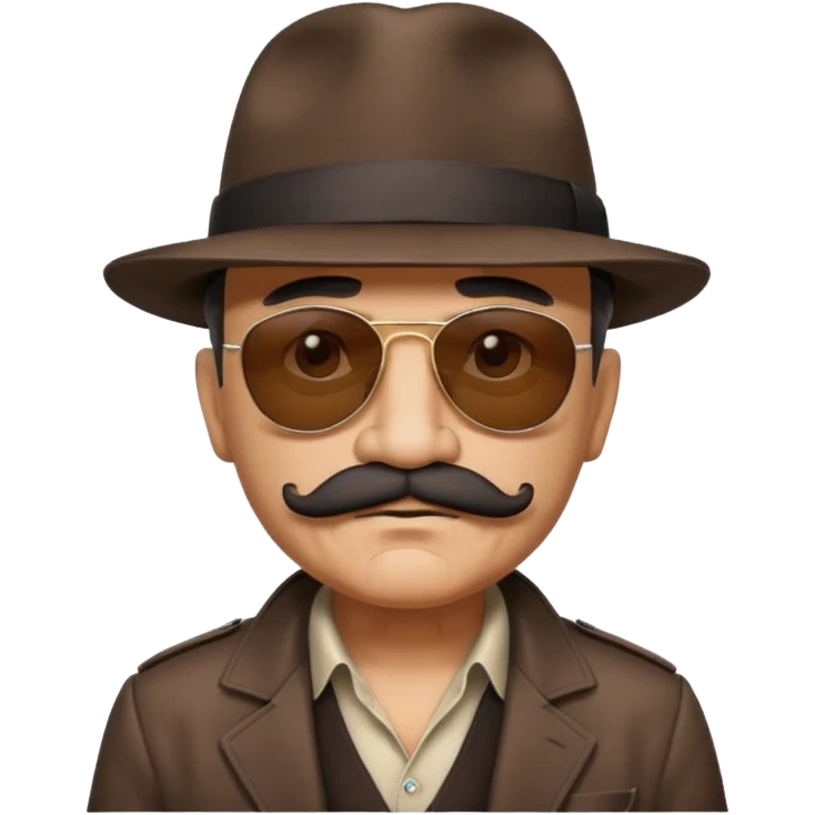 old Chicano gangster with a fedora hat and dark sunglasses, mustache, confident expression emoji