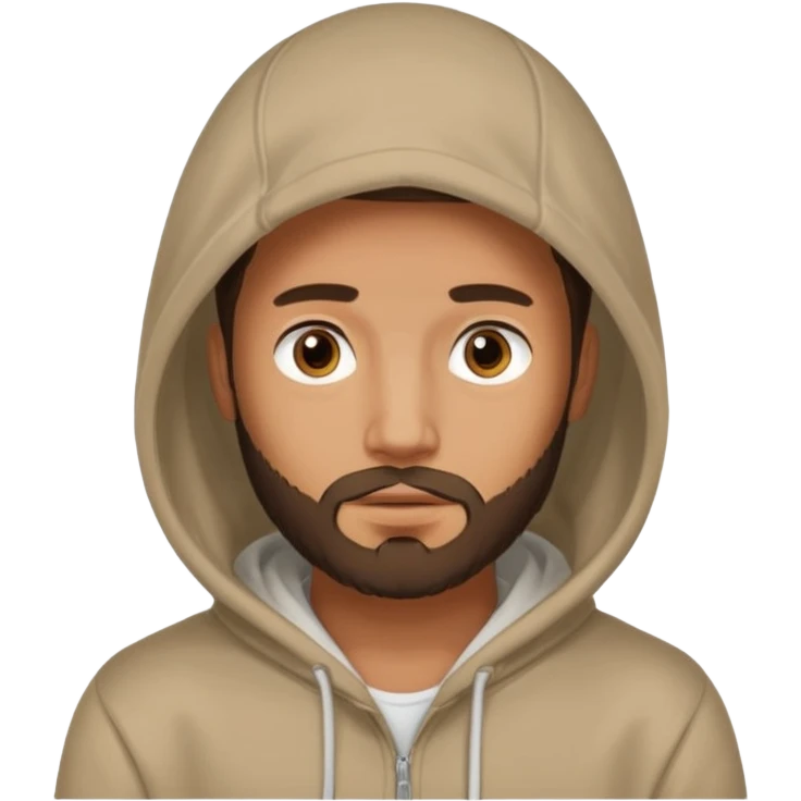 a guy wears a hoodie, his face is a mysterious, he looks pretty and handsome, but very distant 
he has a beard  emoji