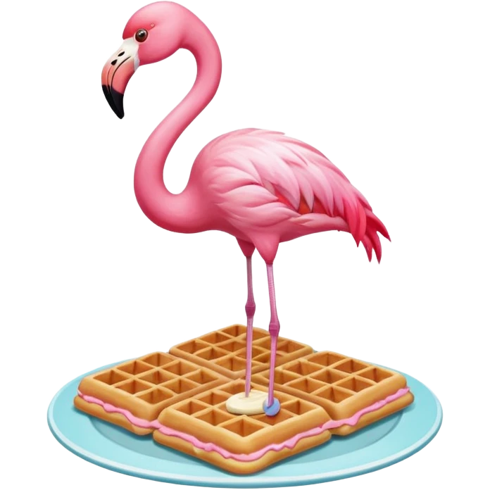 Flamingo eating waffles emoji