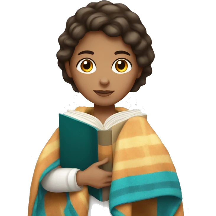 Hispanic White girl with blanket and book emoji
