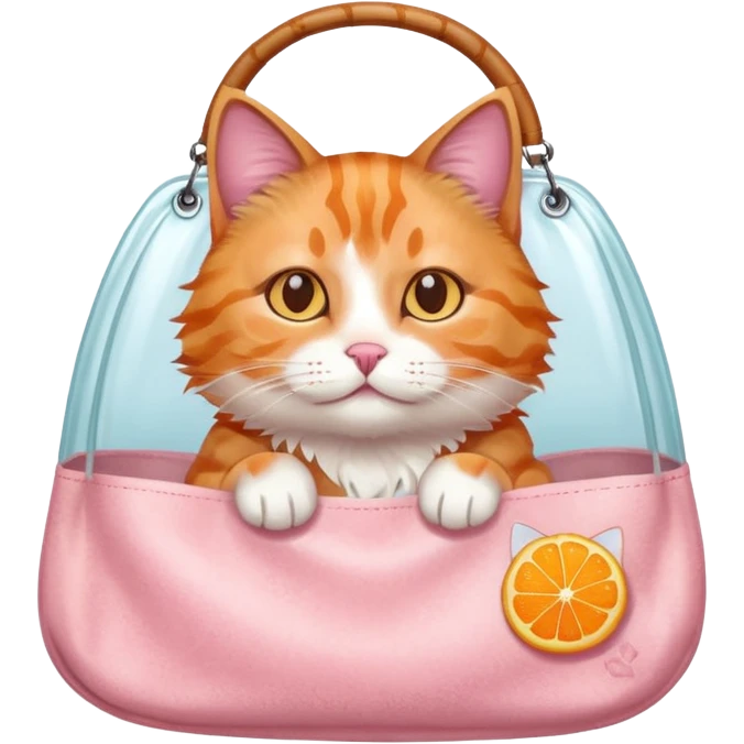 cat with a clear bag with pink sand emoji