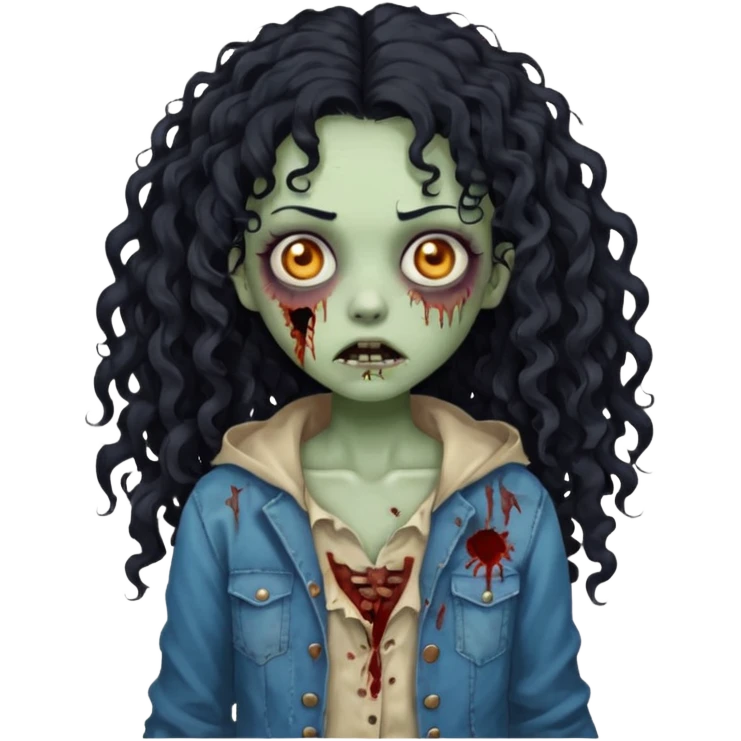 garota zumbi com cabelo cacheado longo oreto emoji