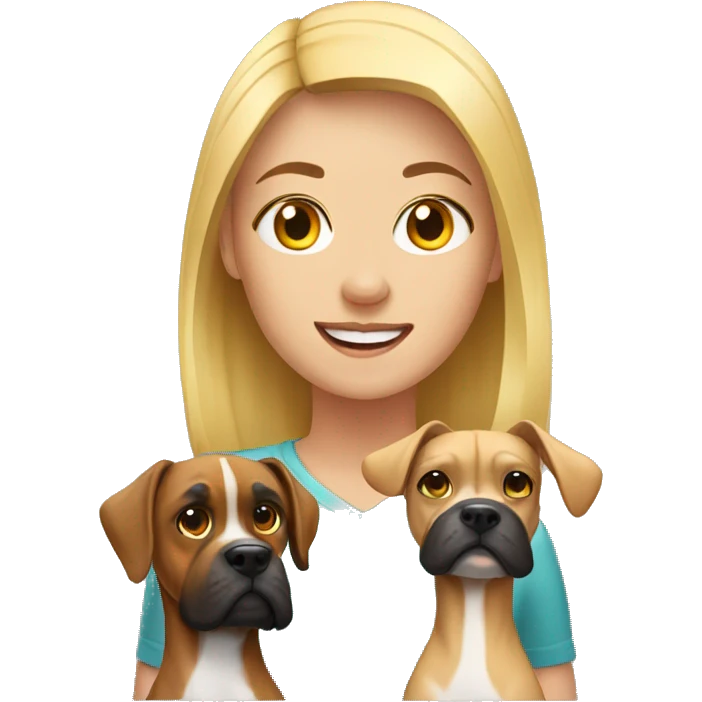 Blonde girl with boxer dog emoji