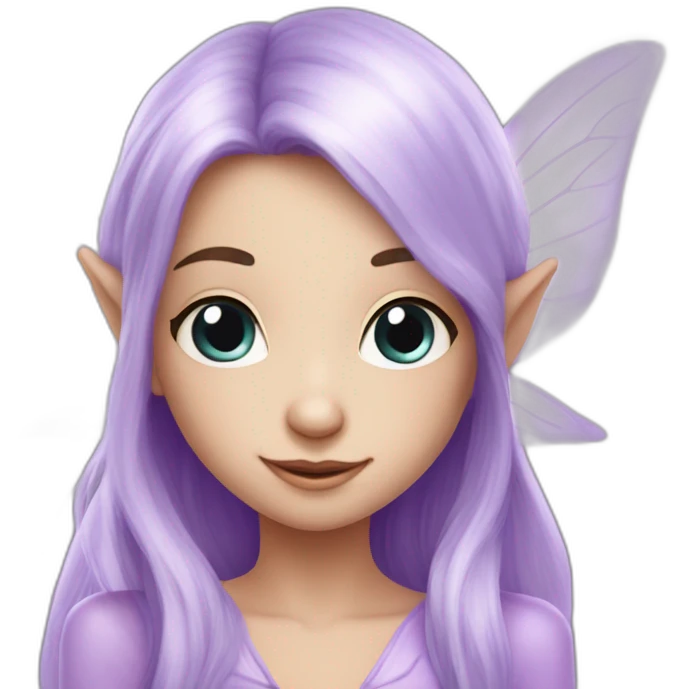 cute lilac elf fairy with long hair emoji