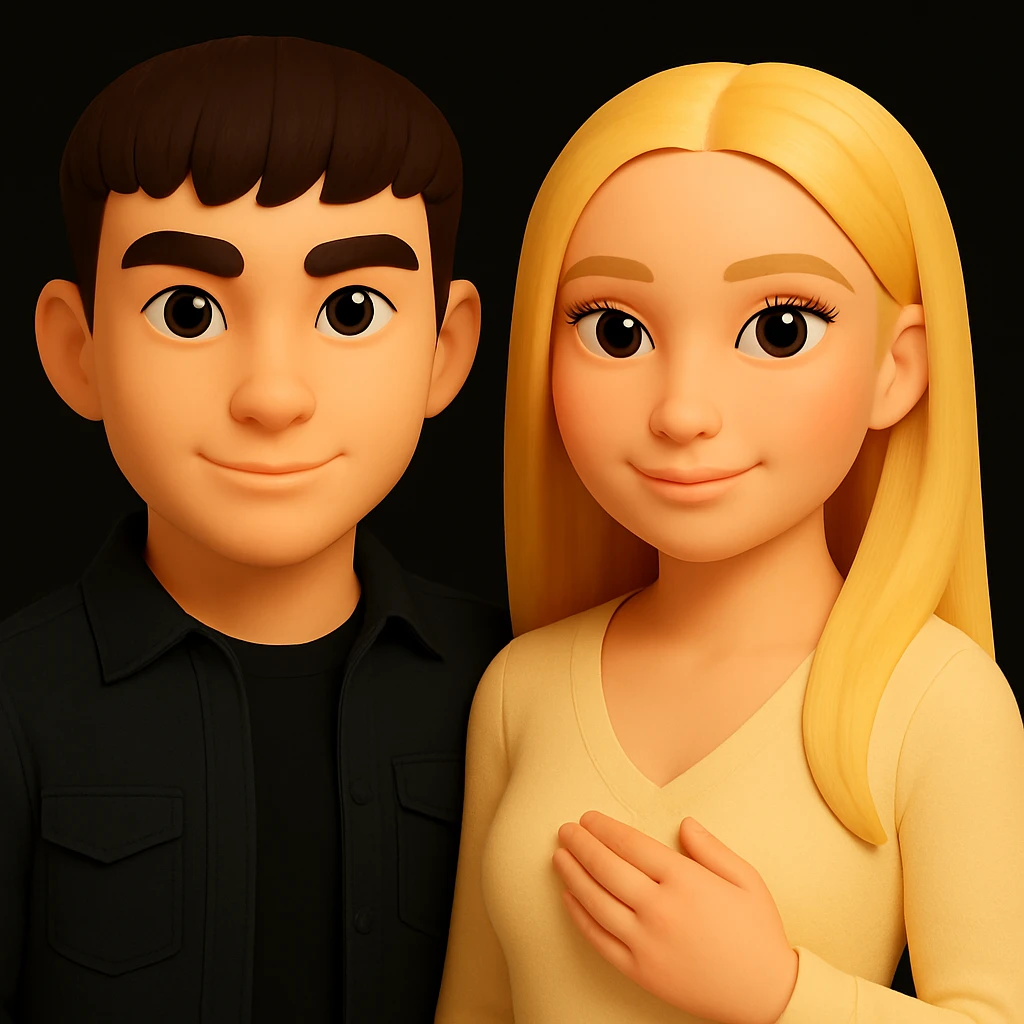 Draw the girl's hand normally, without changing anything else in the image. Keep the cartoonish 3D style and all other details unchanged. The original style is cartoonish 3D style. emoji