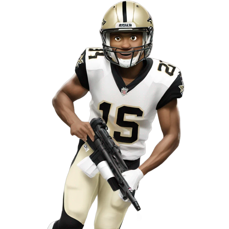 Spencer rattler holding a bazooka in saints jersey emoji
