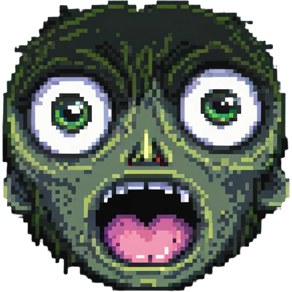 shocked and horrified face with wide eyes and mouth agape, pixel art style emoji