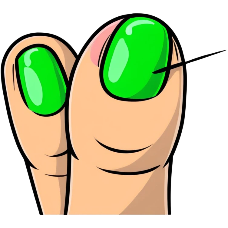 fingernail with bright green polish emoji