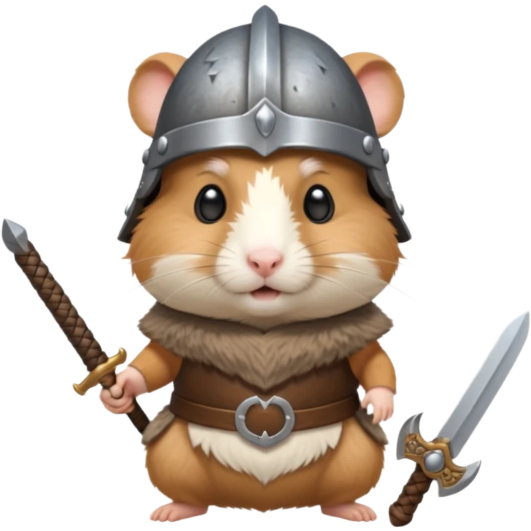 hamster with viking helmet and sword emoji