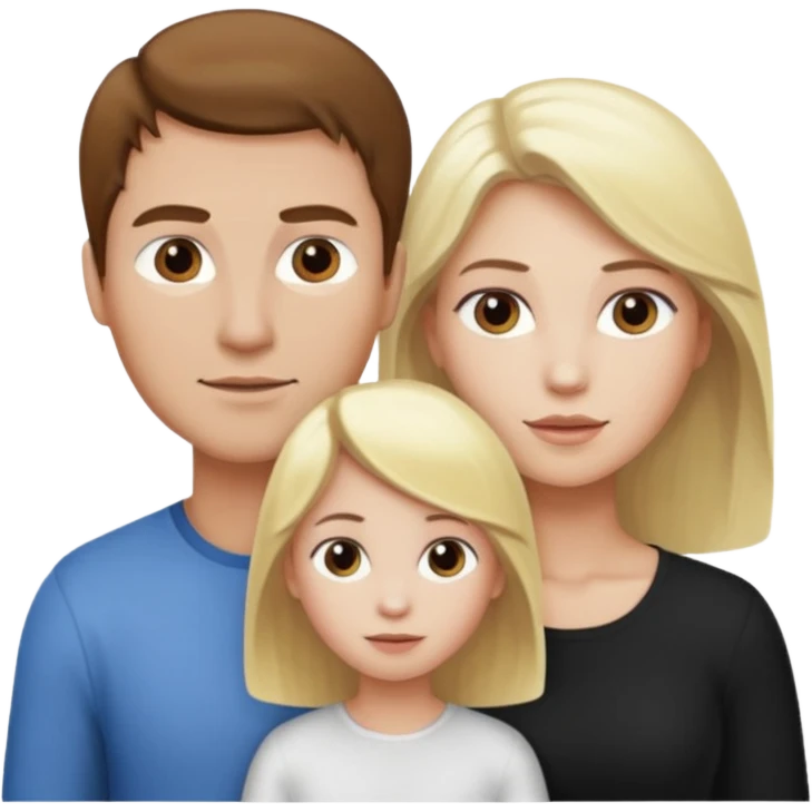 man with brown hair and white skin and woman with blonde hair and white skin couple with 1 kid with blonde hair and white skin emoji
