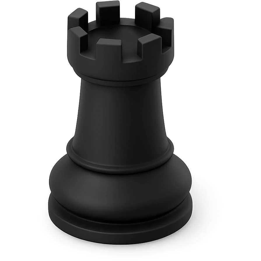 a chess rook in 3D black style emoji