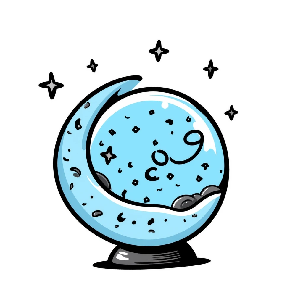 A magical blue scrying orb with mystical patterns and stars inside emoji