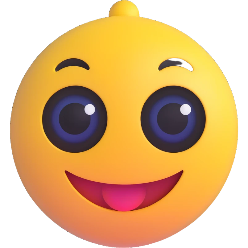 3D smiley emoji, round shape, lucky eye (nazar), lucky face emoji