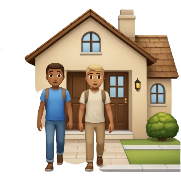 two guys entering on their house emoji
