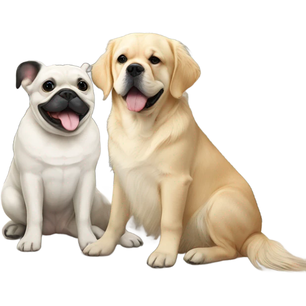 English cream golden retriever and an oreo colored frenchie as best friends emoji