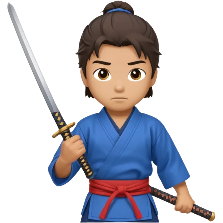 A young samurai apprentice gripping his wooden practice sword nervously.
 emoji