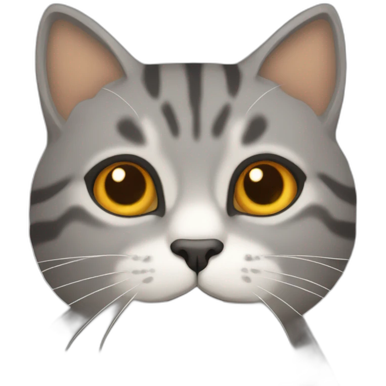 Tabby gray cat with beige mouth and dark nose and orange golden eyes emoji