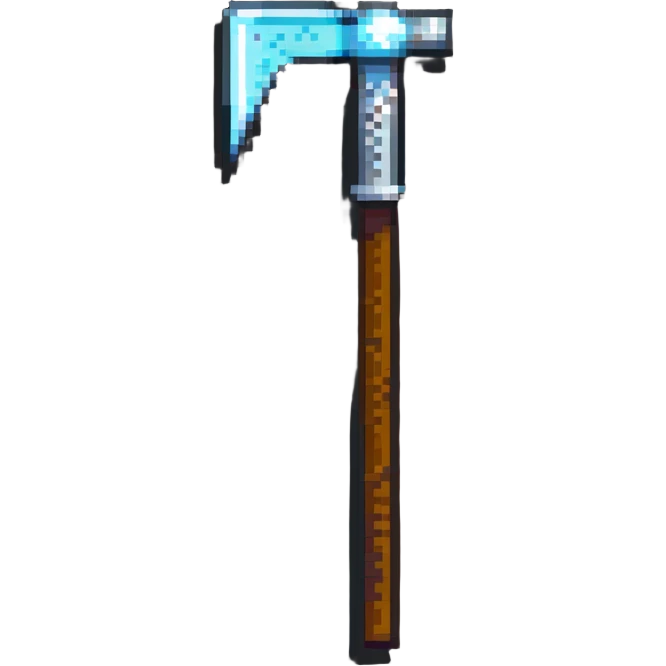 pixelated Minecraft diamond pickaxe with brown handle emoji
