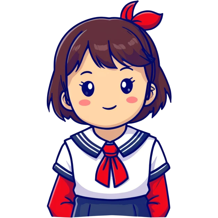 Adorable Japanese high school girl in classic sailor uniform with red necktie emoji