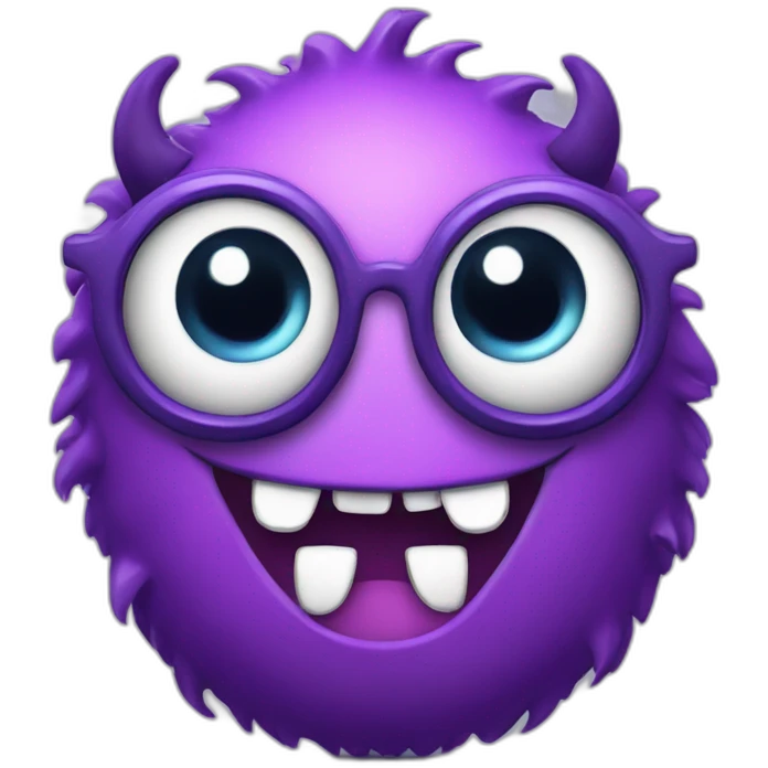 violet nerdy monster with a question mark emoji