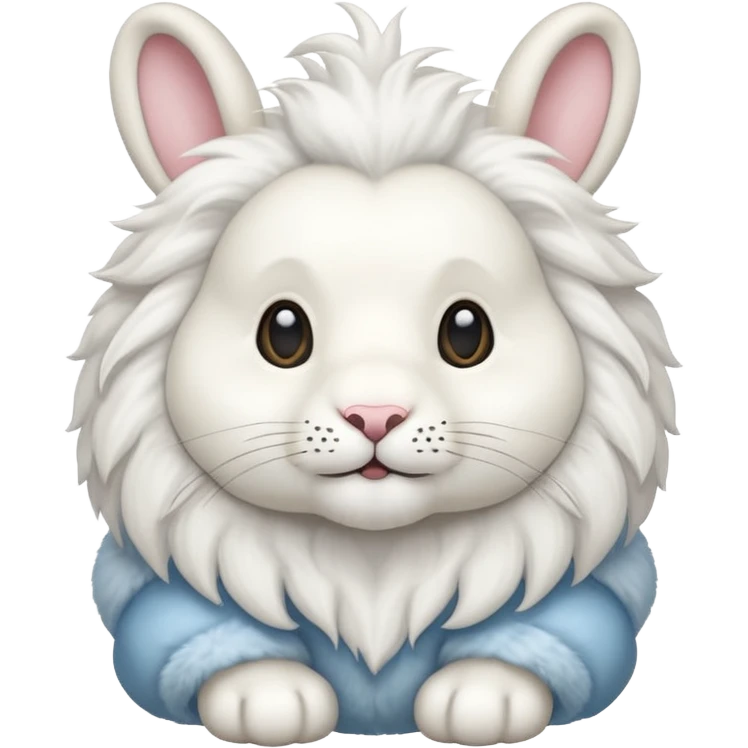 white mini Lion rabbit  emoji
