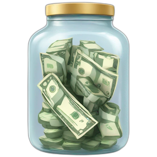 transparent jar with money emoji