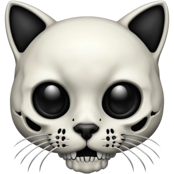 Dark Cute Cat skull black silver  emoji