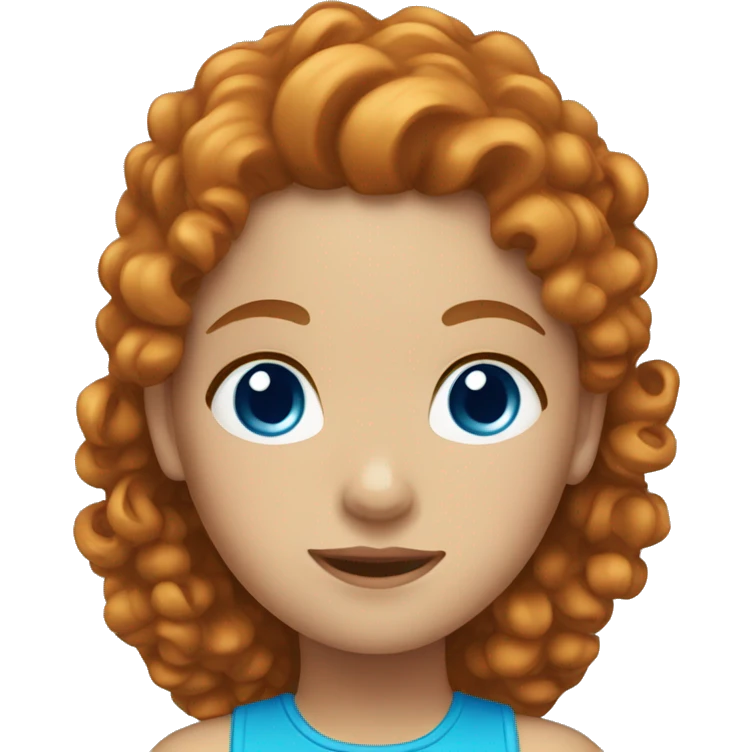 A girl with ginger curly head and blue eyes emoji