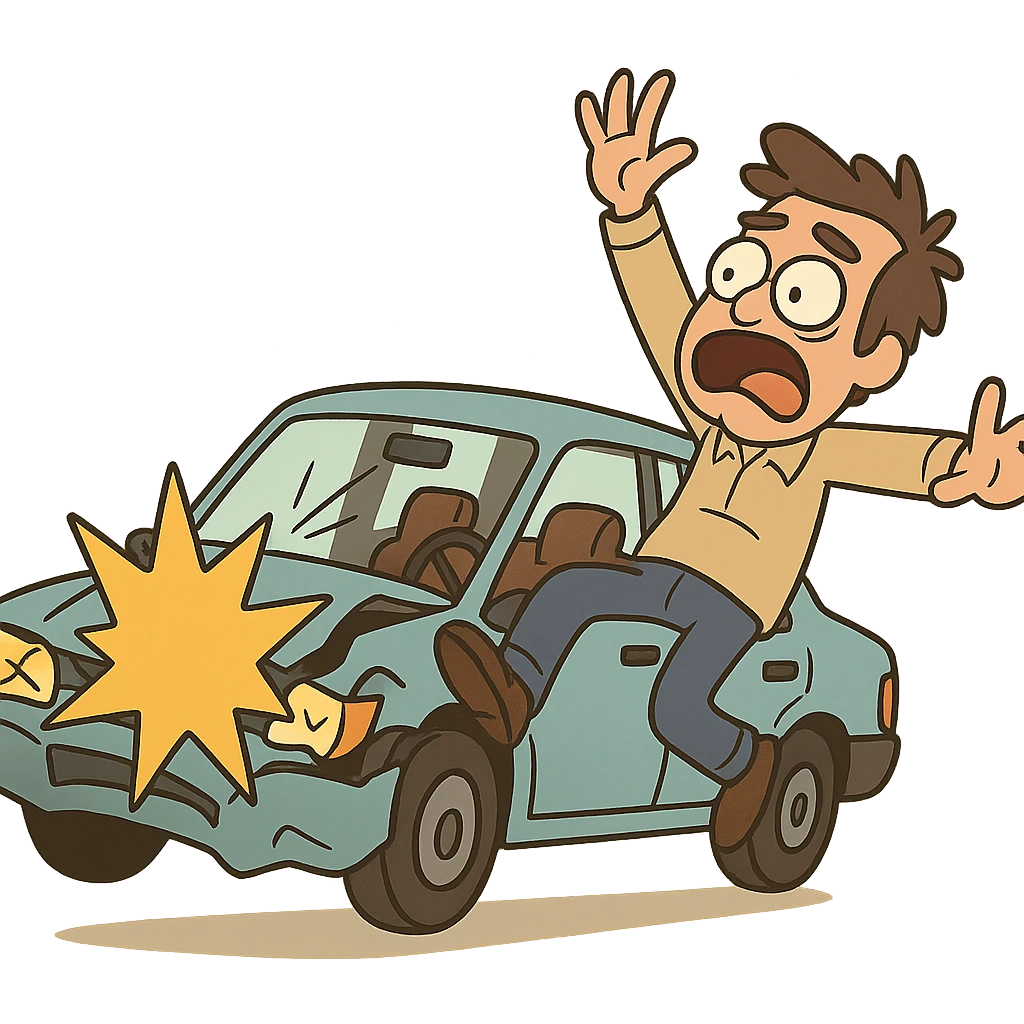 flat toon style car crash emoji