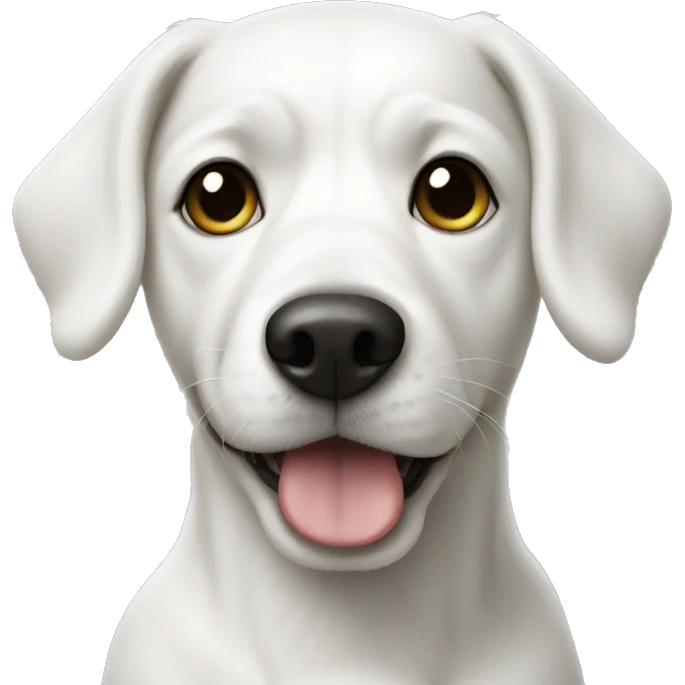 white dog with black spot on half of the face emoji