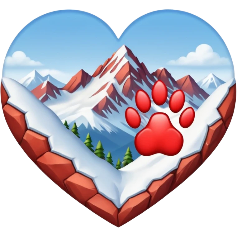 heart with a paw print and a mountain emoji