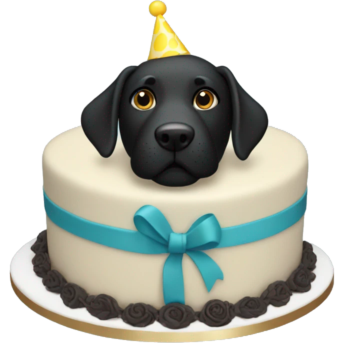 Black Labrador birthday cake emoji