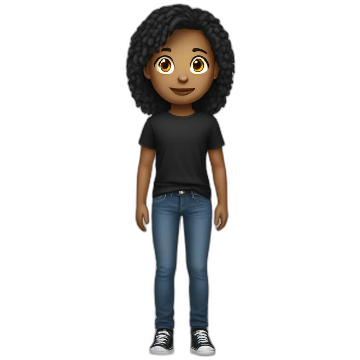 Teen with black t-shirt and jeans emoji