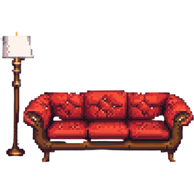 vintage sofa, red upholstery emoji