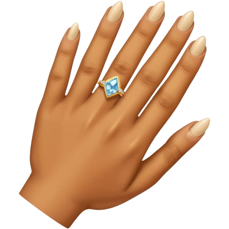 Caramel right hand with diamond ring on rong finger emoji